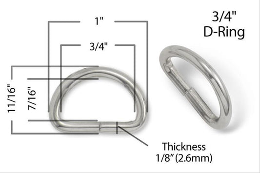 Anneau en D métallique de 3/4" (20 mm)