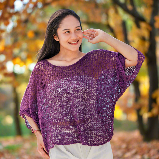 Haut en maille Popcorn - Violet