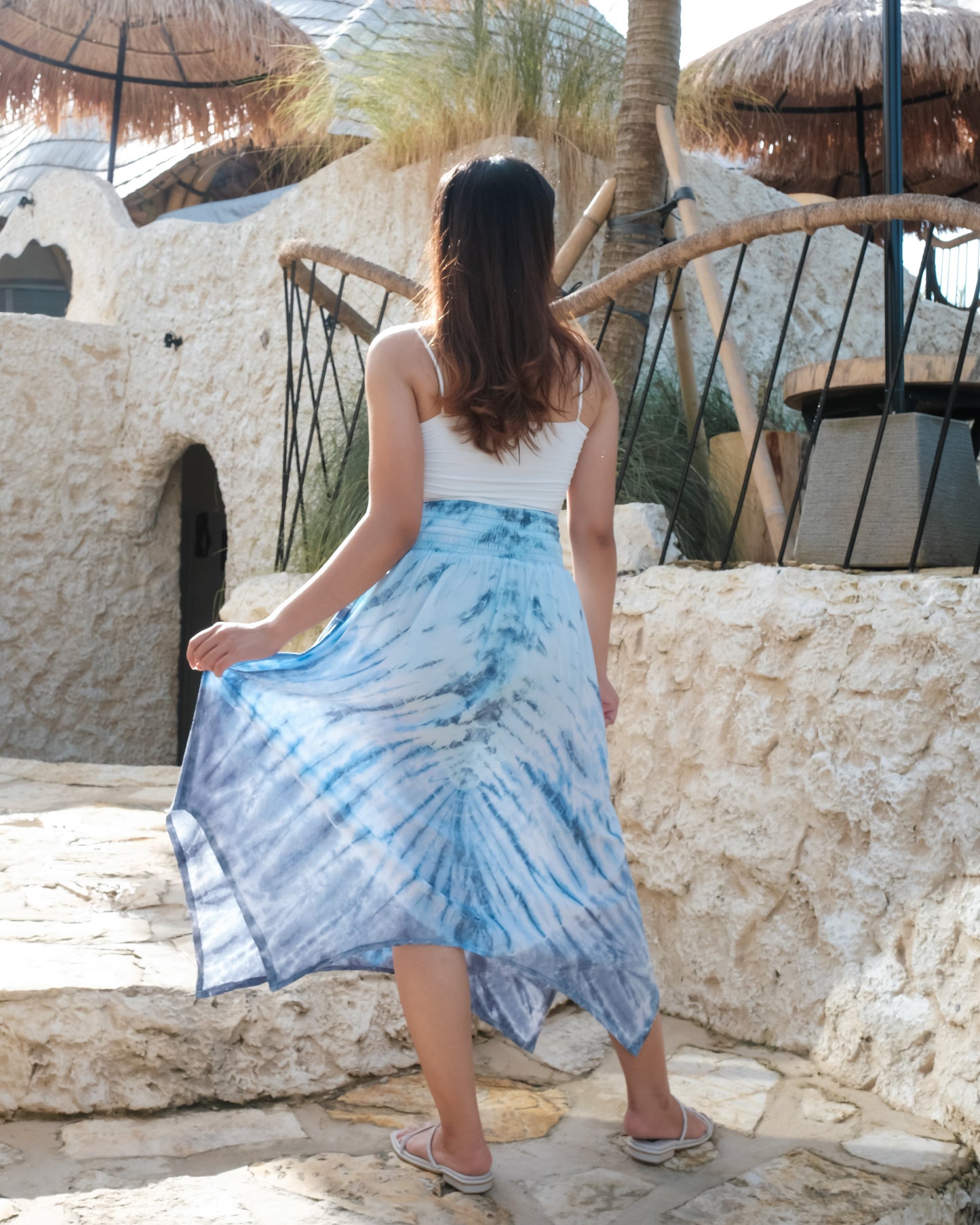 Bone Tie Dye Handkerchief Skirt - Blue