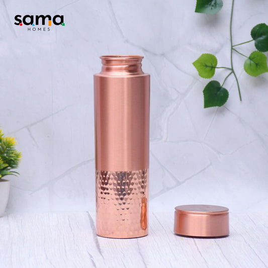 Bouteille d'eau en cuivre pur, martelée et mate, droite, capacité 1000ML