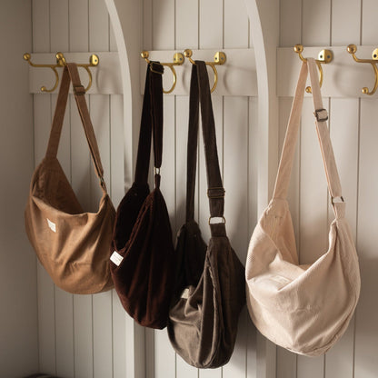 Sac Croissant en Corduroy - Bandoulière Ajustable & Fermeture Éclair