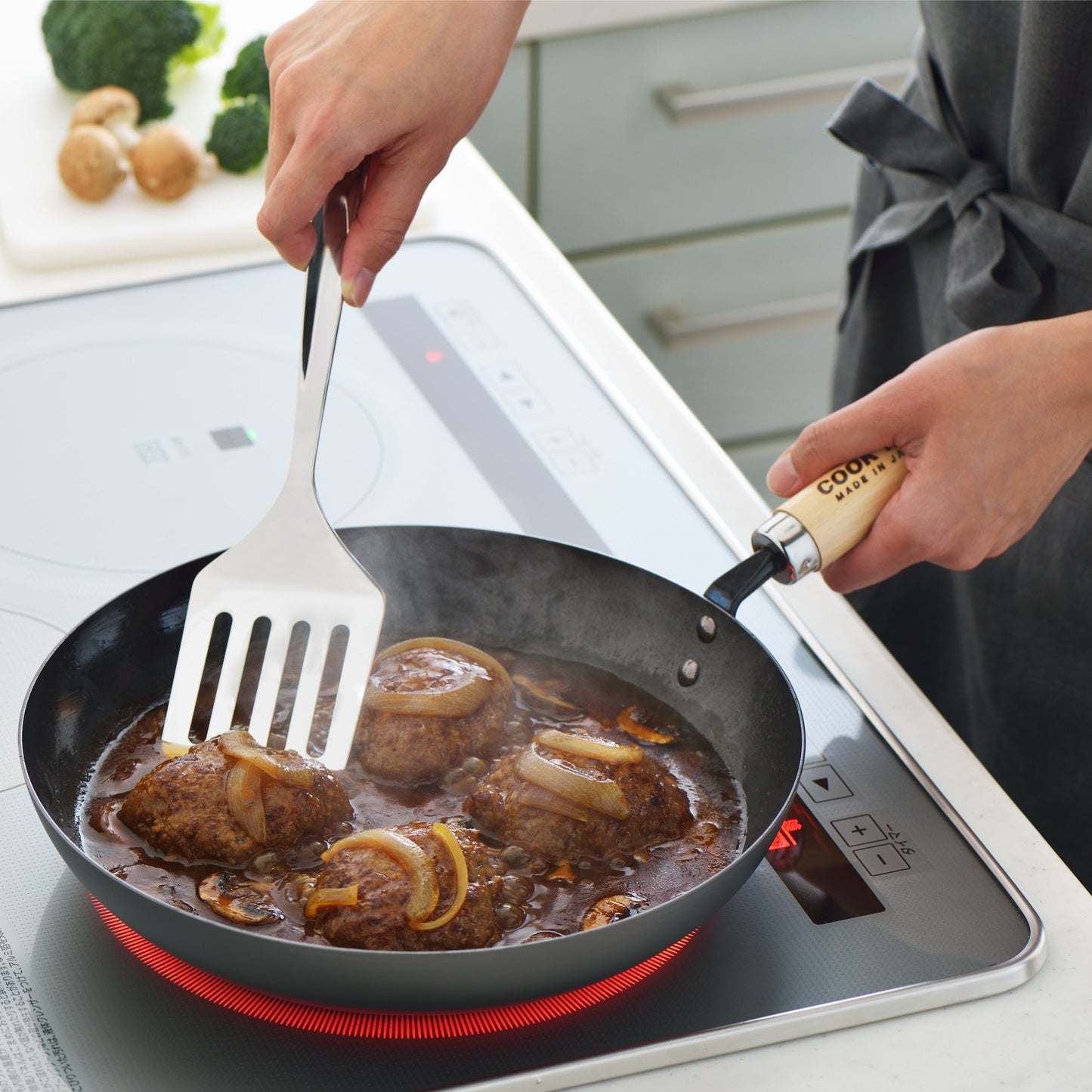 Poêle à frire profonde Yoshikawa Cook-Pal Ren 24cm – Acier au carbone nitruré, Fabriquée au Japon
