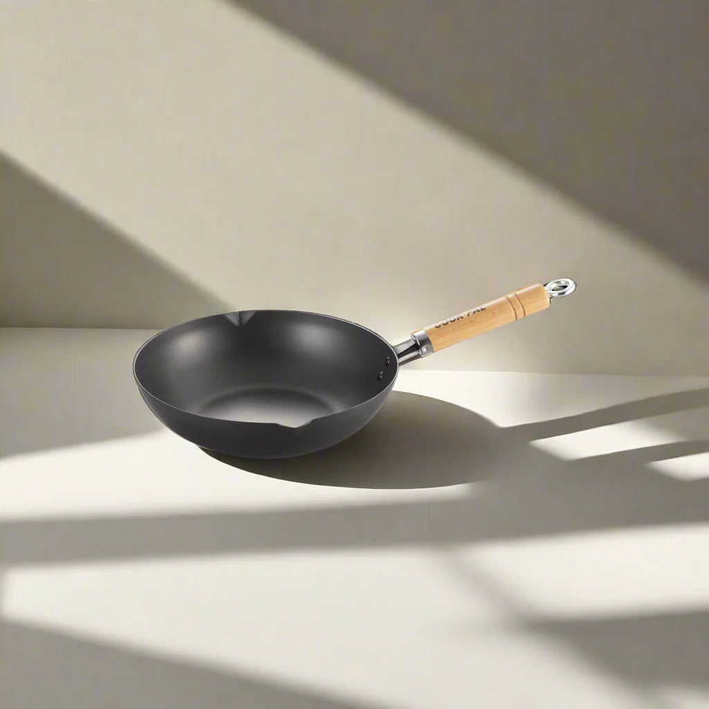 Poêle à frire profonde Yoshikawa Cook-Pal Ren 24cm – Acier au carbone nitruré, Fabriquée au Japon