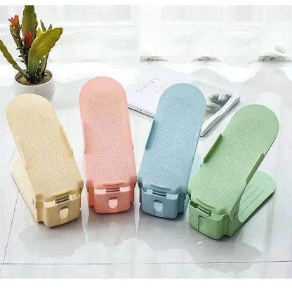 Double Stackable Shoes Shelf Storage Plastic Adjustable Shoes Rack Cabinets