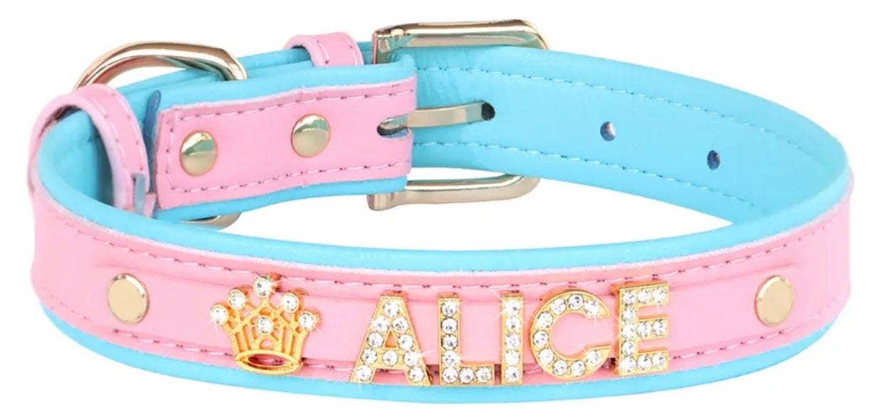 Collier pour chien Cotton Sky Crown Name | Collier pour chien personnalisé