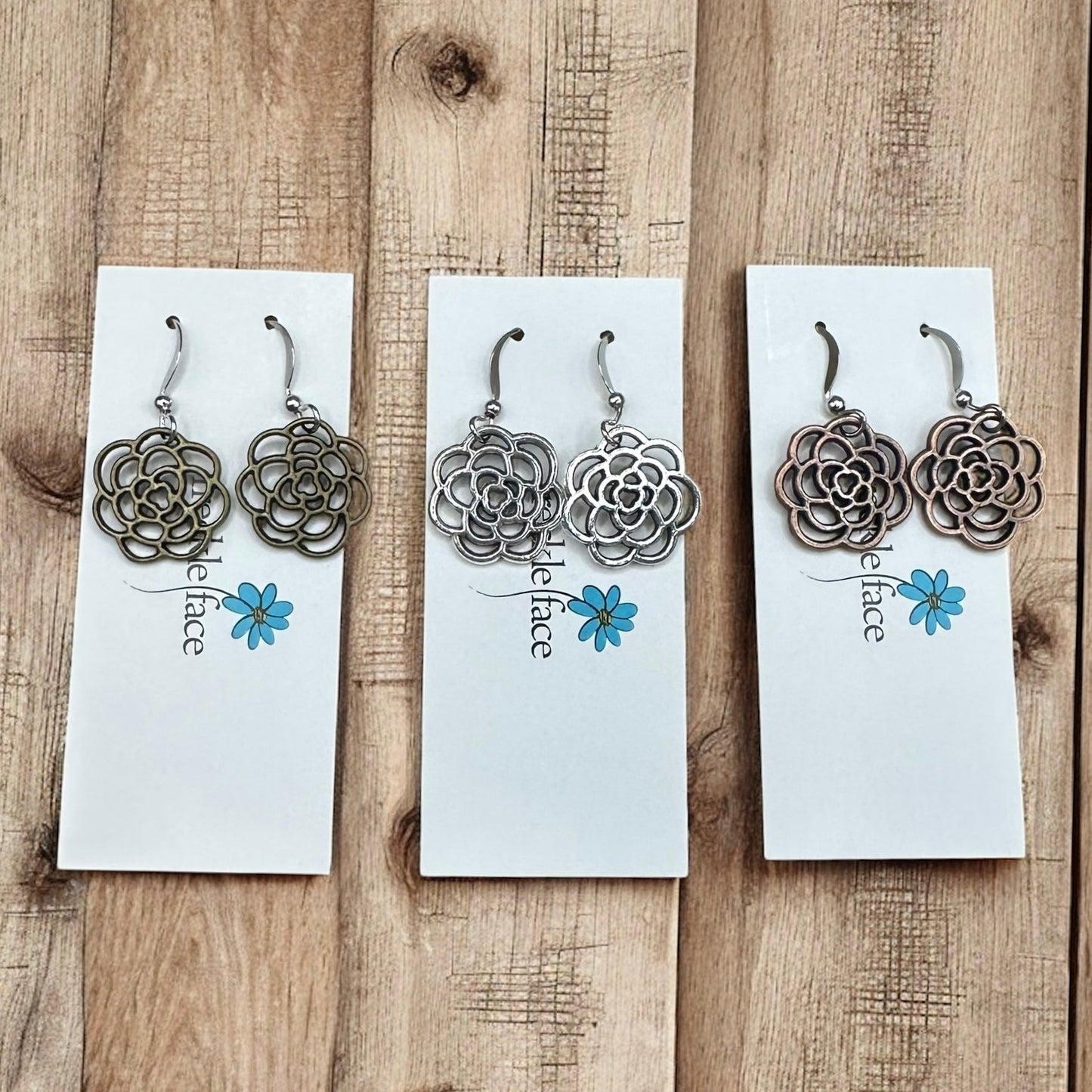 Boucles d'oreilles fleur rose