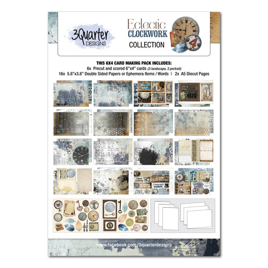 3Quarter Designs Eclectic Clocks 6x4 Card Pack