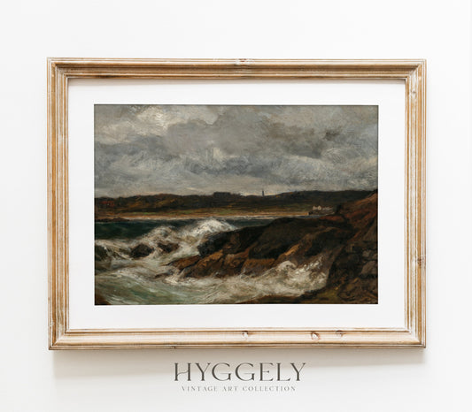Estampe d'art paysager « Vagues déferlantes vintage » L0132