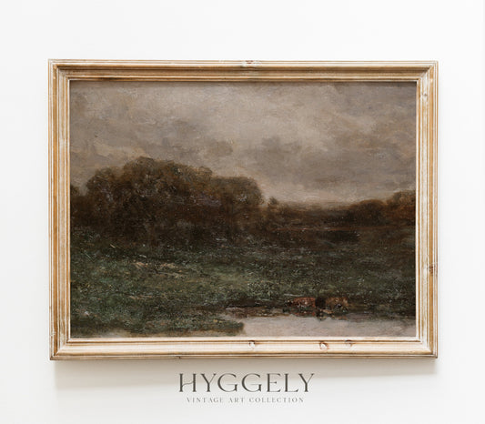 Impression d'art Paysage de champ vintage et mélancolique L0135