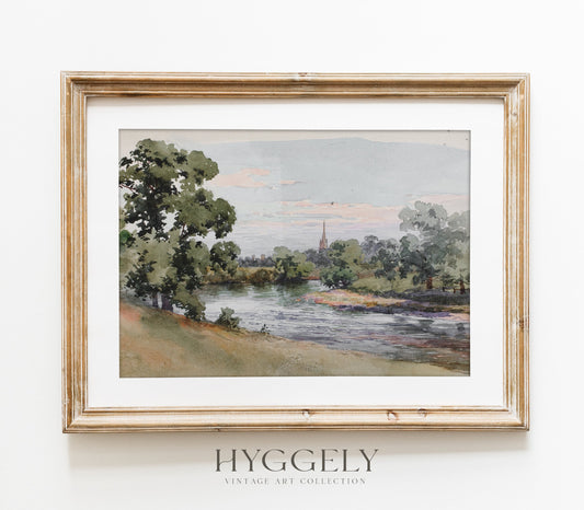 Impression d'Art Paysage Vintage de Rivière L0128