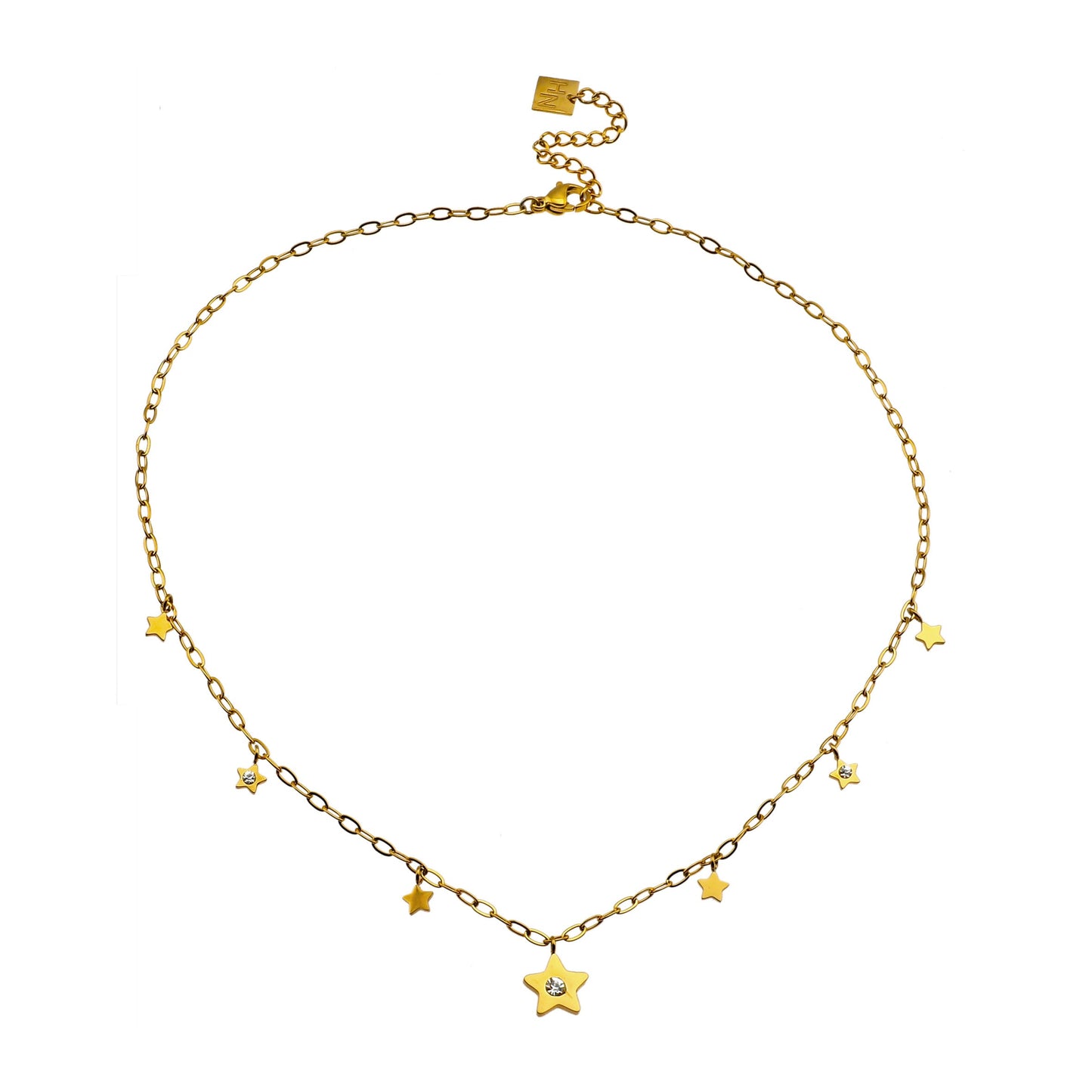 Collier pendentif EVELYN mini étoiles et zircones