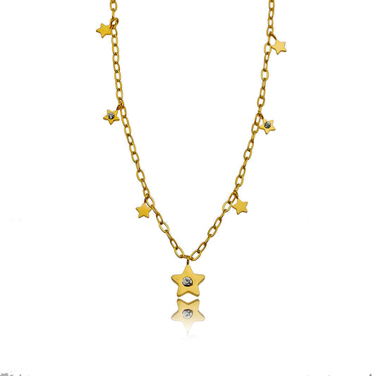Collier pendentif EVELYN mini étoiles et zircones