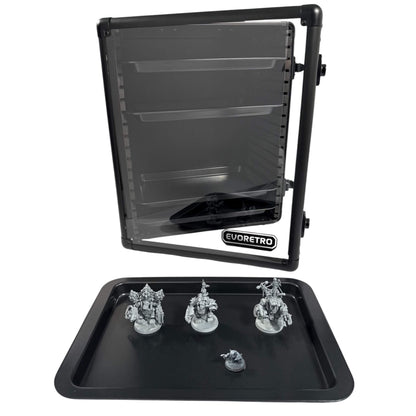 EVORETRO Aluminum Miniatures Display Case with 5 Magnetic Trays