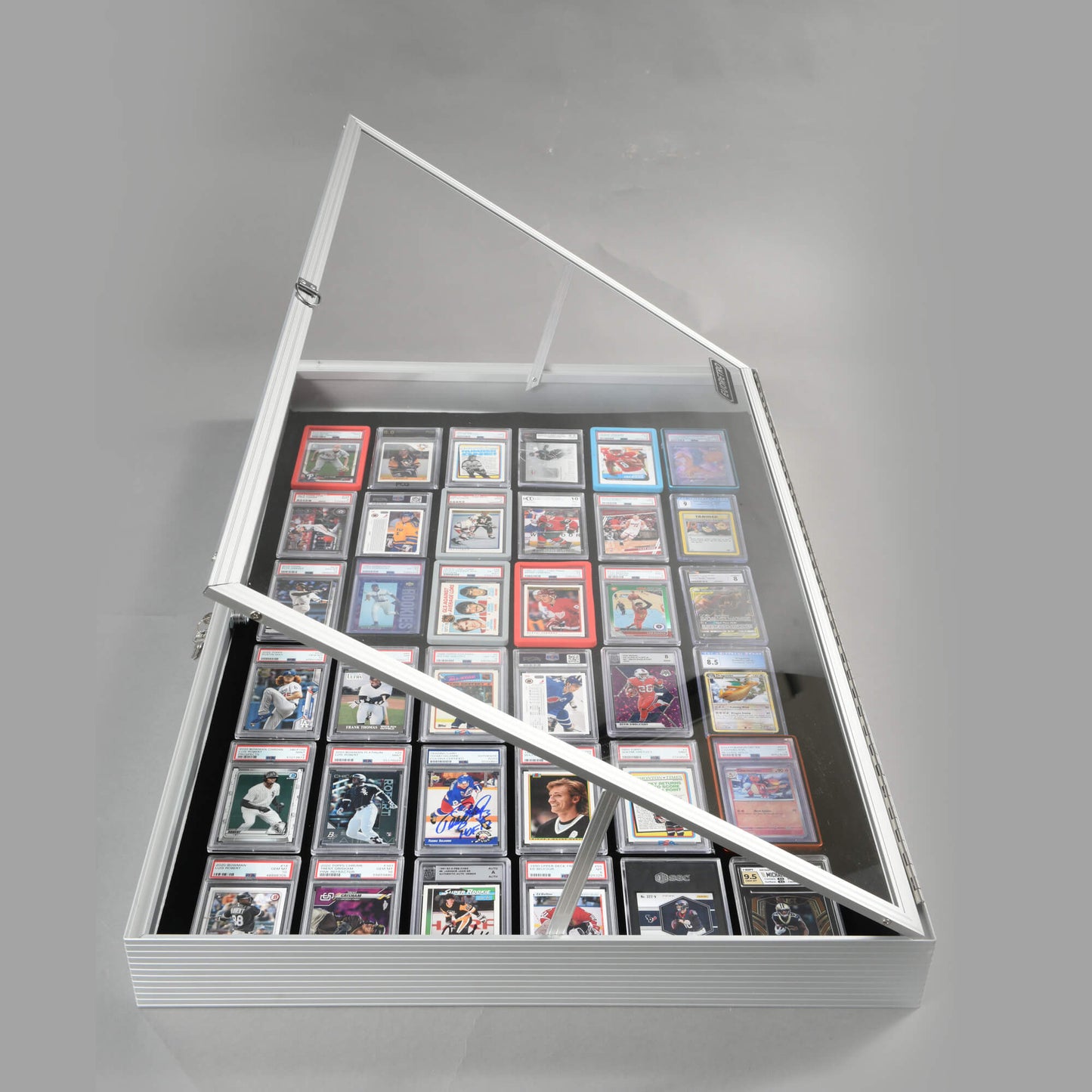 EVORETRO Lockable Aluminum Display Case 36 x 24 x 4" Silver– Secure Showcase for Collectibles