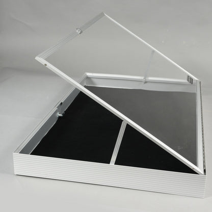 EVORETRO Lockable Aluminum Display Case 36 x 24 x 4" Silver– Secure Showcase for Collectibles