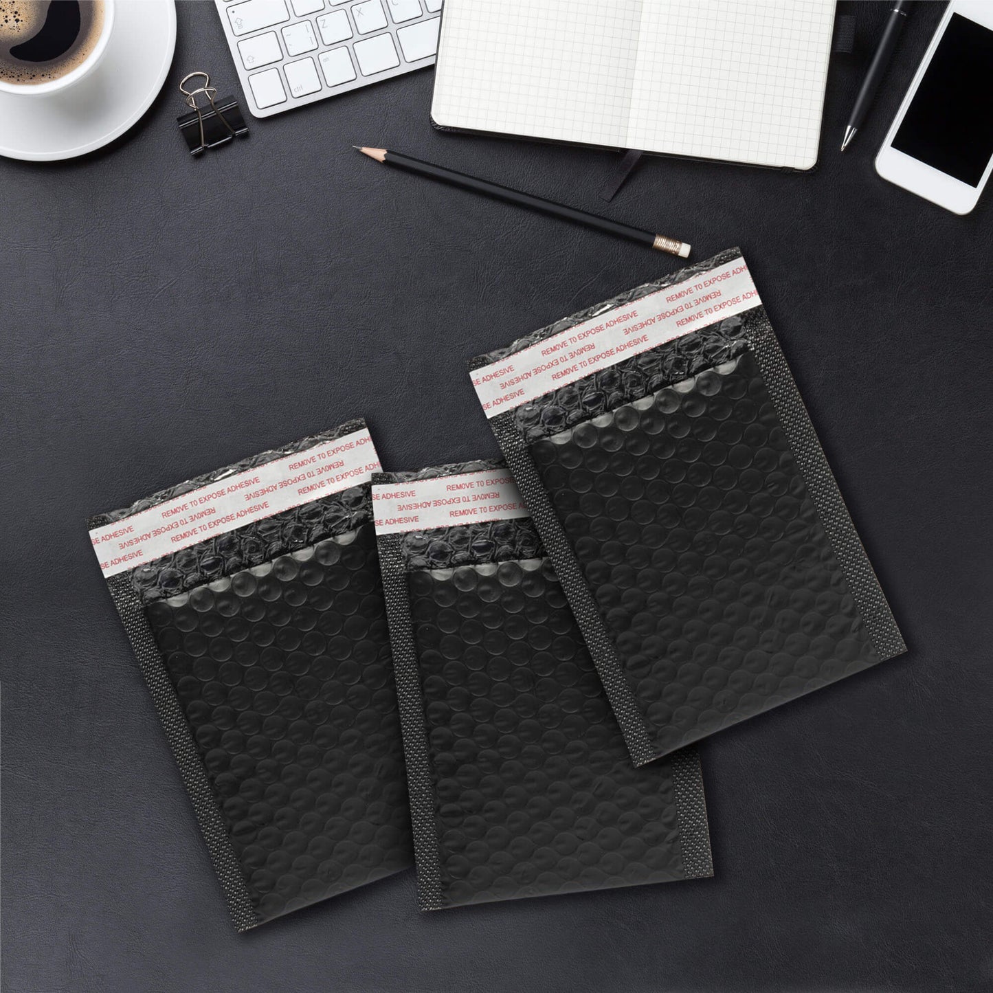 EVORETRO 50x Poly Bubble Mailers  6x10" – Black Protective Shipping Envelopes