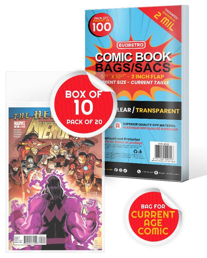 EVORETRO Comic Bags for Current Age Comic Bags Protector - 2MIL