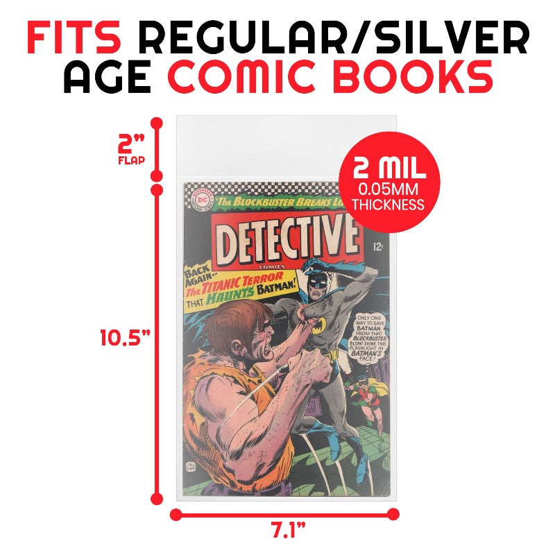 Sacs de protection pour bandes dessinées EVORETRO – Sacs pour bandes dessinées régulières et Silver Comic – 2MIL