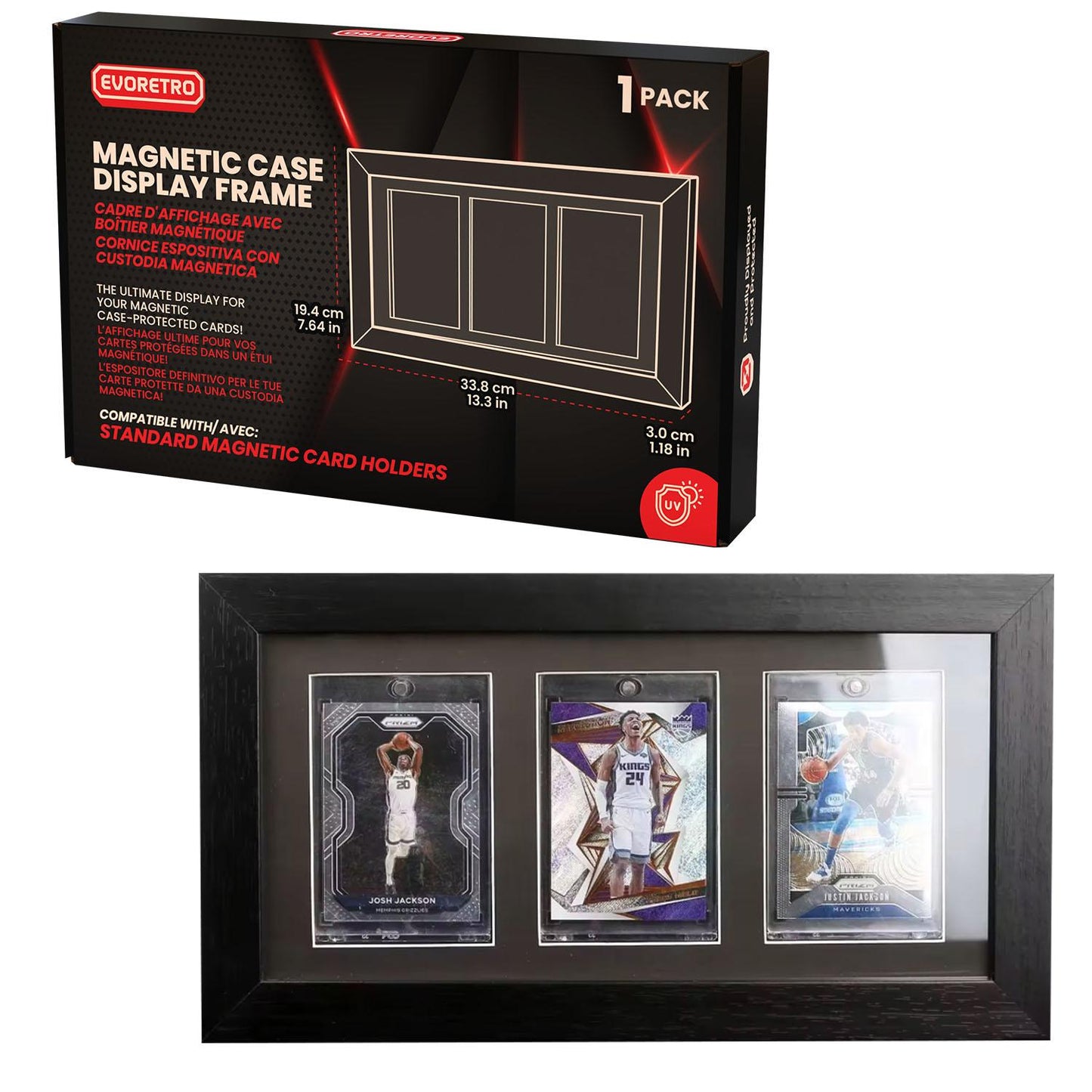 EVORETRO Wooden Display Frame for Cards, Magnetic holder