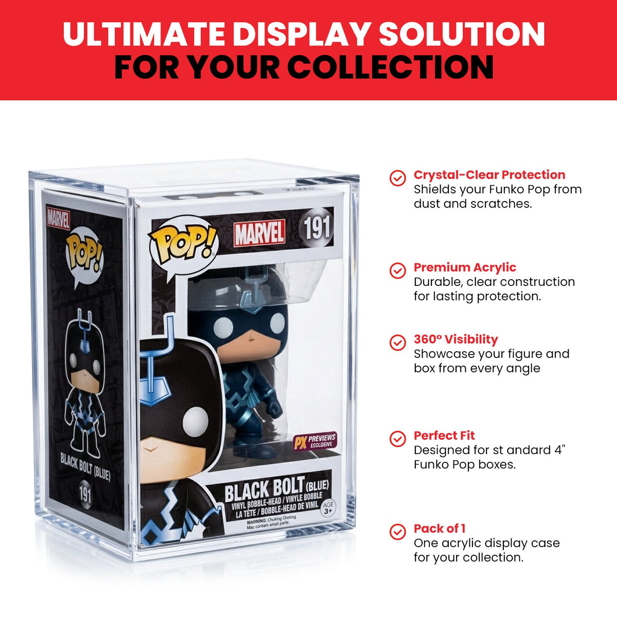 Présentoir en acrylique EVORETRO pour Funko Pop standard 4" (lot de 1)