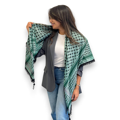 Echoes – Forest Green Kufiya (Keffiyeh) | Made in Jordan