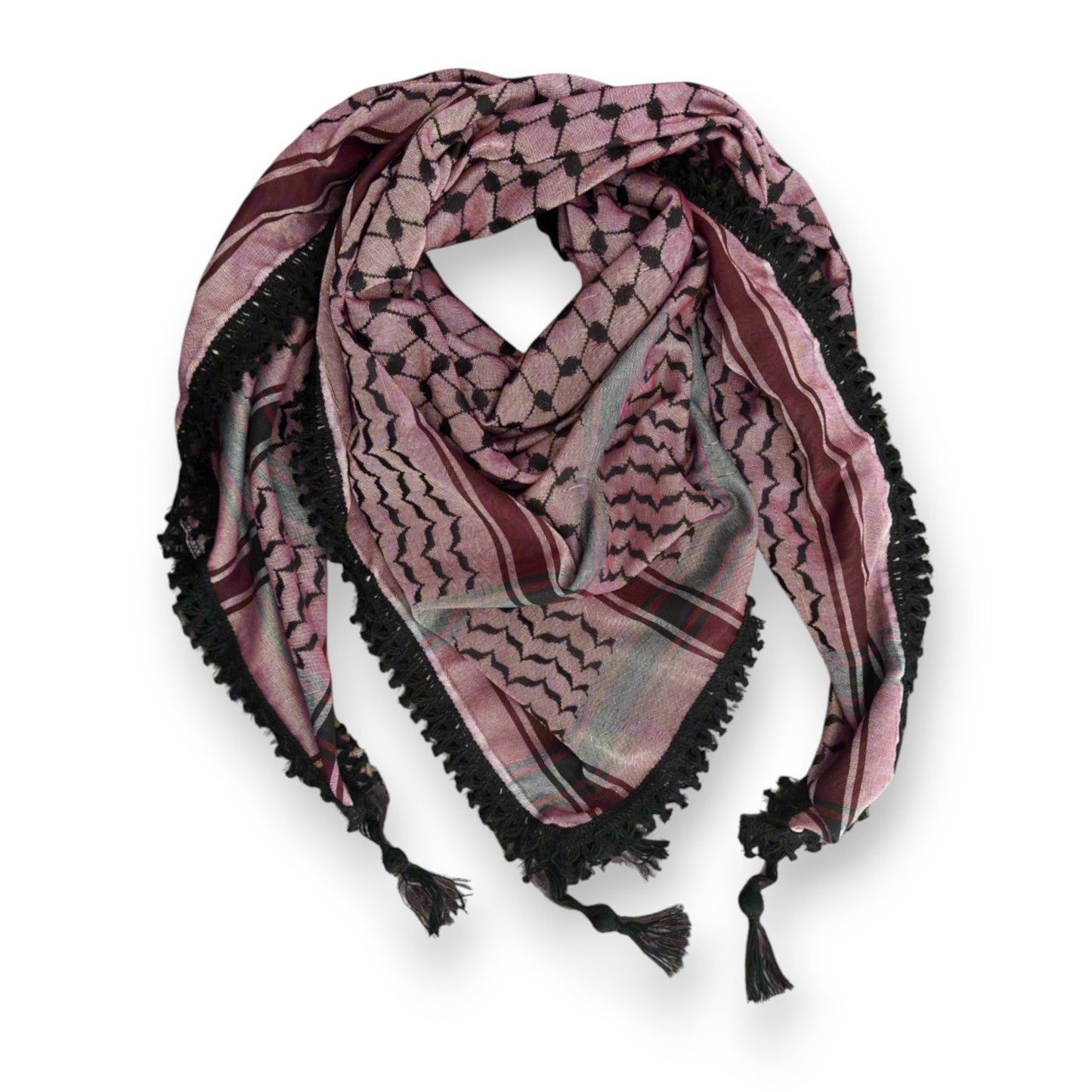 Echoes – Deep Maroon Kufiya (Keffiyeh) | Made in Jordan