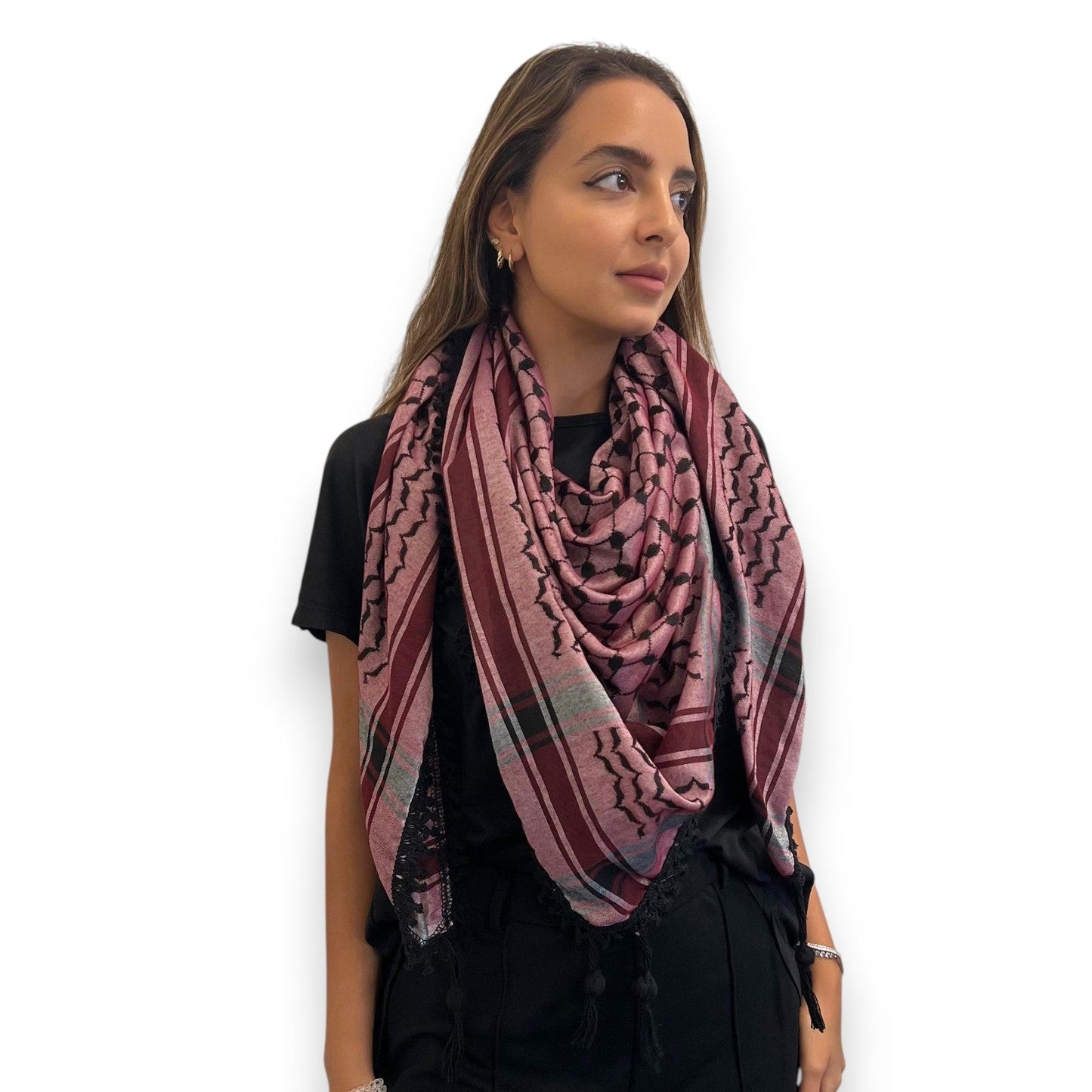 Echoes – Deep Maroon Kufiya (Keffiyeh) | Made in Jordan
