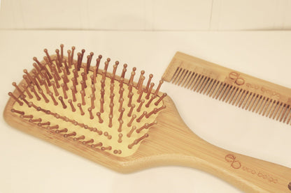 Brosse à cheveux rectangulaire en bambou avec coussinet