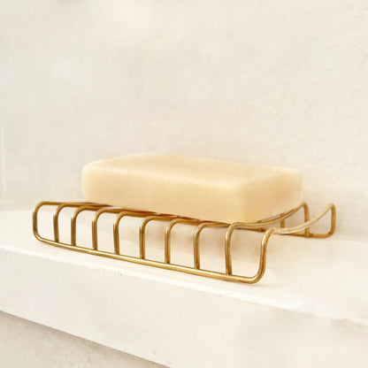 Porte-savon en métal doré