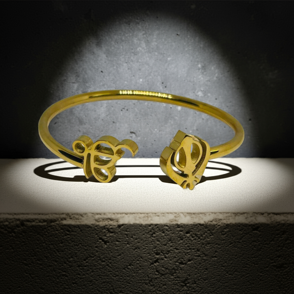 18K Gold Plated Ik Onkar Khanda Bangle