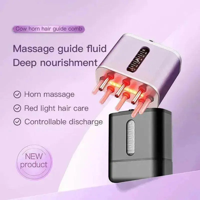Electric Scalp Massager Cow Horn Massage Comb Red Light Oil Applicator Promote Hair Growth Portable Hair Guid Comb