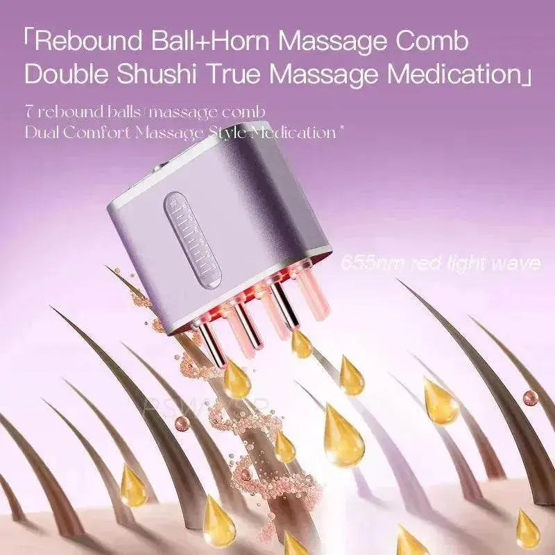 Electric Scalp Massager Cow Horn Massage Comb Red Light Oil Applicator Promote Hair Growth Portable Hair Guid Comb