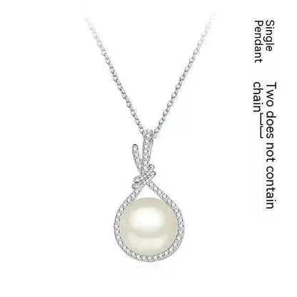Elegant Natural Shell Pearls White Pearl Pendant Necklace