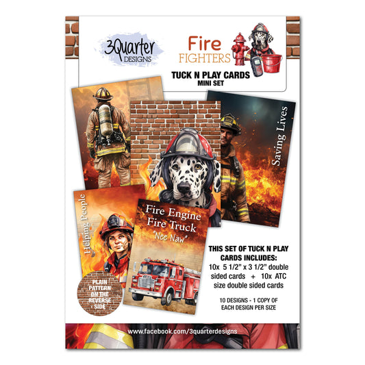 3 Quarter Designs Fire Fighters Mini Tuck N Play Cards