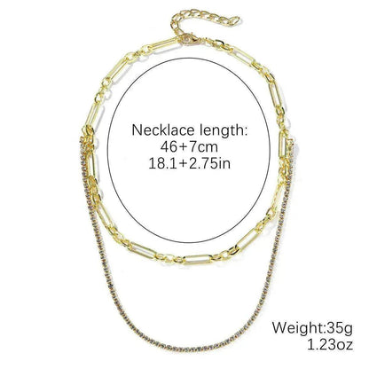 European And American Accessories Stitching Mixed Color Zircon Necklace
