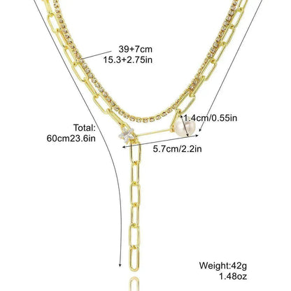 European And American Accessories Stitching Mixed Color Zircon Necklace