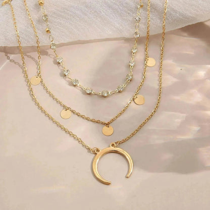Collier multicouche lune gland petite tranche ronde européenne et américaine