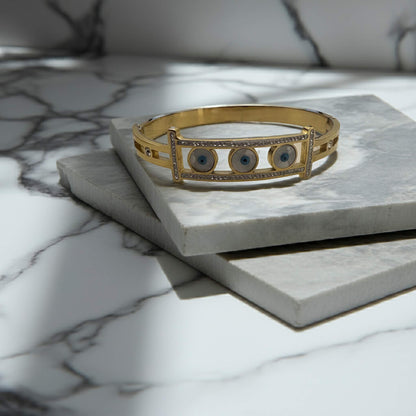 Triple Evil Eye Protection Bangle | Good Luck Jewelry