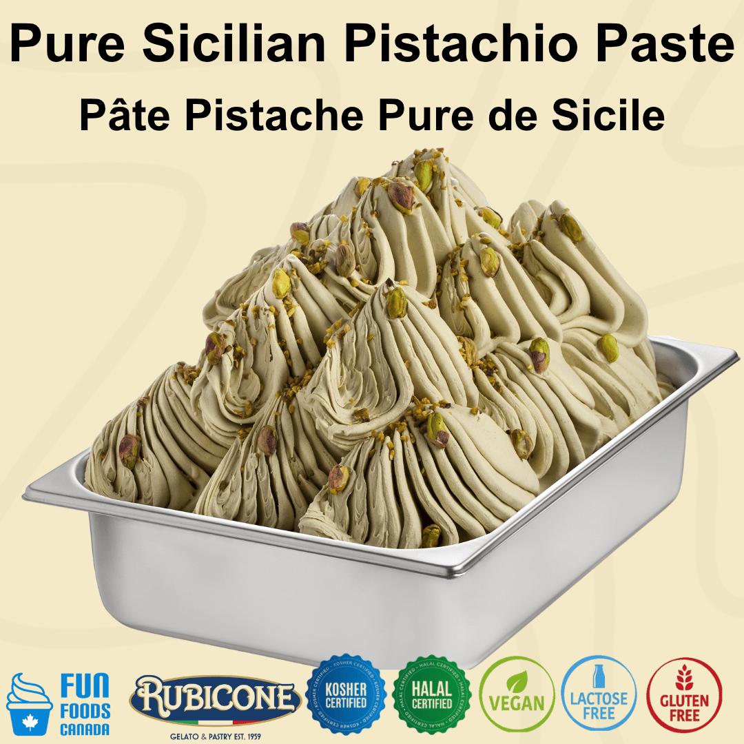 Pistachio Pure Siciliy (Natural Colour) Paste - Gelato Pastes - 3 KG Bucket - Rubicone Canada - Ships Free Within Canada on Orders Above CAD $199