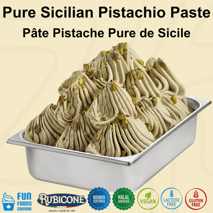 Pistachio Pure Siciliy (Natural Colour) Paste - Gelato Pastes - 3 KG Bucket - Rubicone Canada - Ships Free Within Canada on Orders Above CAD $199