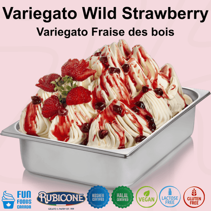Wild Strawberry Sundae Dessert Topping - 3 KG Bucket - Wild Strawberry Variegate - Rubicone Canada - Ships Free Within Canada on Orders Above CAD $199