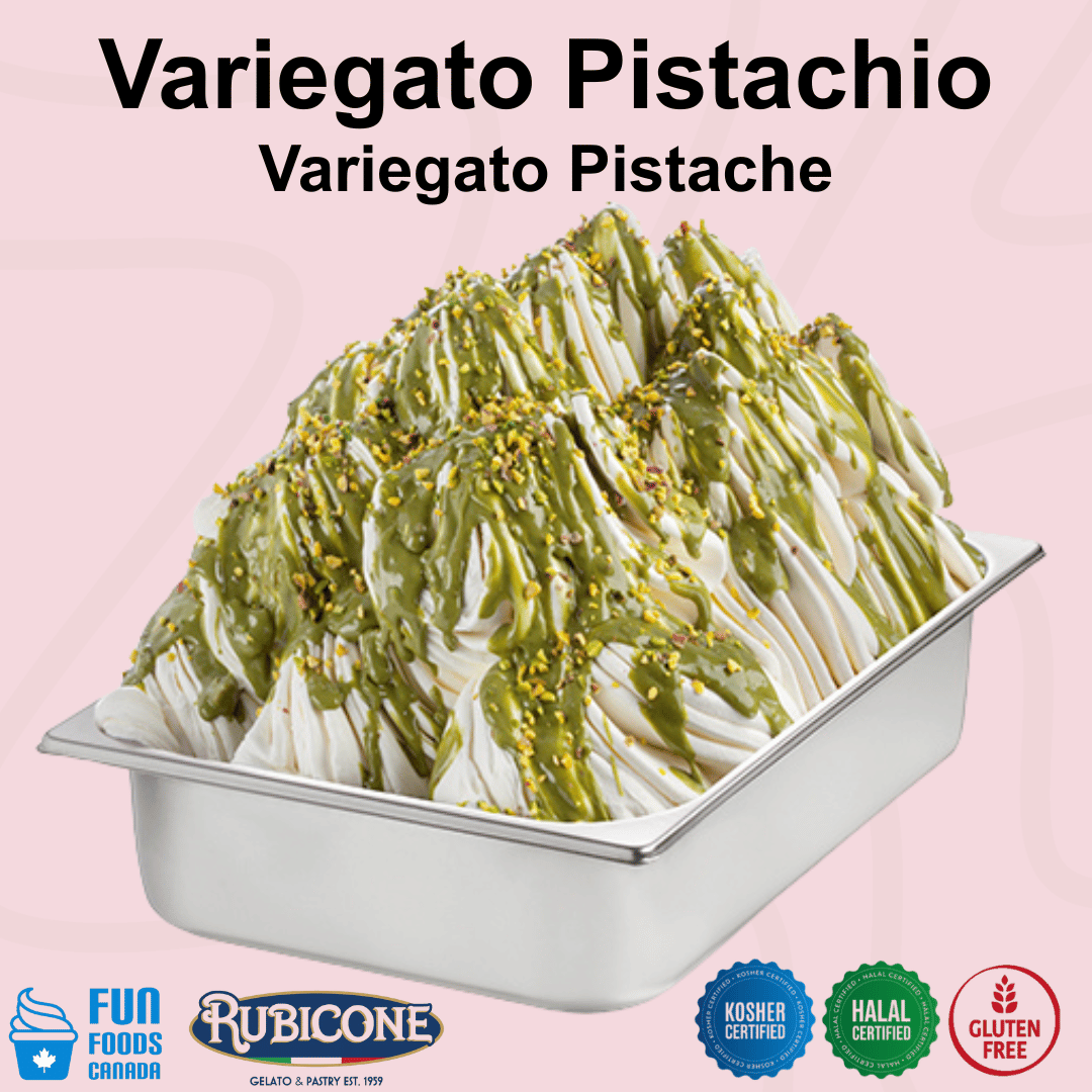 Garniture de dessert pour coupes glacées à la pistache - Seau de 3 kg - Variegato pistache - Rubicone Canada - Fabriqué en Italie - Expédition gratuite au Canada pour les commandes de plus de 199 CAD