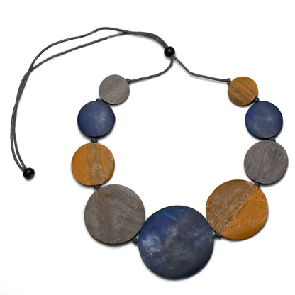 Graduated Wooden Disc Necklace