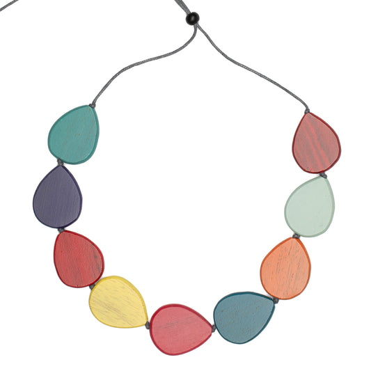 Collier Galet de Bois Teinté