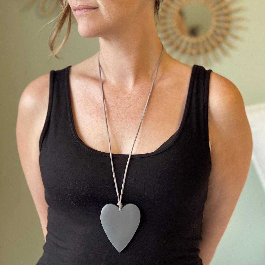 Simple Wooden Heart Necklace