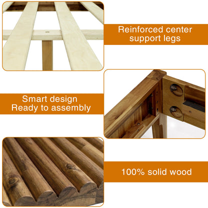 Megsu Bosk Acacia Wood Bed Frame with Headboard