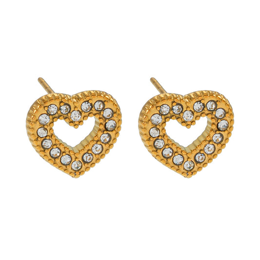 FOREVER Gold: Boucles d'oreilles clous éblouissantes en zircone cubique (CZ) en forme de cœur