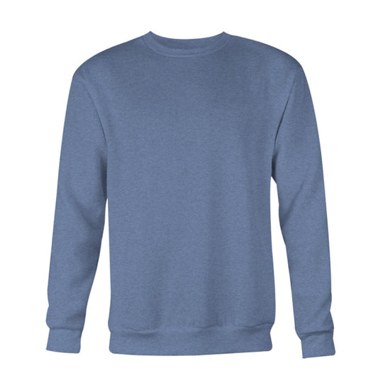 Men's Plain Crew Sweatshirt, Heather Navy