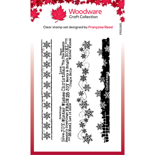 Woodware Clear Singles Christmas Borders 4 in x 6 in Stamp Set
