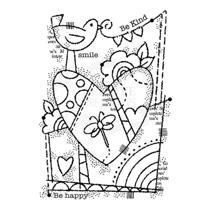 Woodware Clear Singles Rainbow Heart 4 in x 6 in Stamp